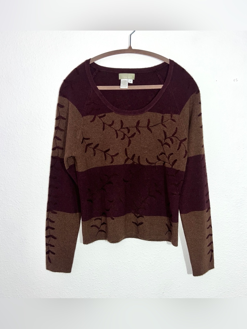 The Territory Ahead Lambswool Cashmere Blend Floral Knit Sweater Medium